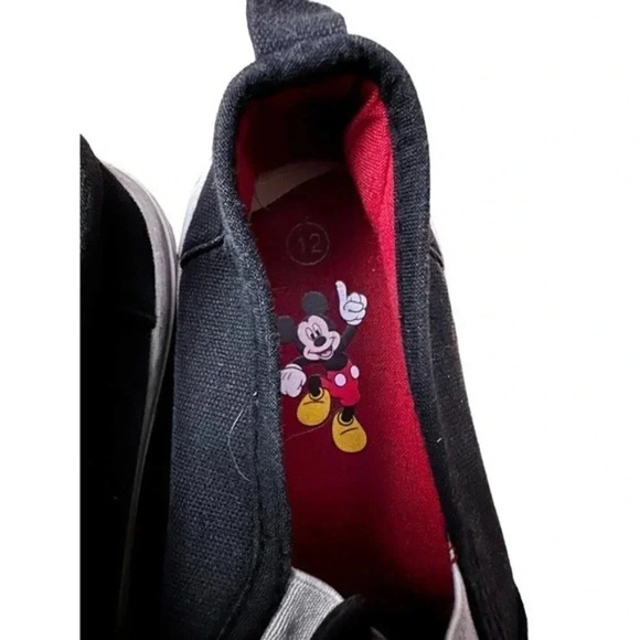 Disney Mickey Mouse Youth Canvas Upper Round Toe Slip-On Sneakers Black Size 12 - Picture 5 of 7